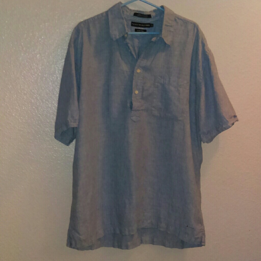 Tommy Hilfiger blue chambray pure linen top